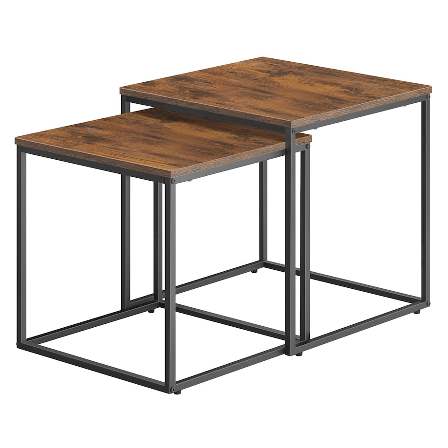 Stolik Kawowy Kwadrat 2Szt Rustykalny, Czarny