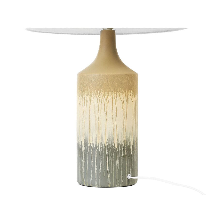 Lampa stołowa ceramiczna beżowa z szarym CALVAS
