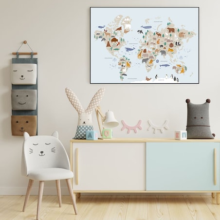 plakat mapa świata zwierzaki 4 30x40 cm