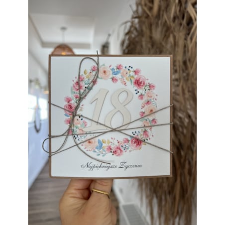 Wyjątkowa ręcznie robiona kartka na 18-ste urodziny, osiemnastka, pomysł na prezent życzenia na osiemnastkę dla chłopaka od matki chrzestnej