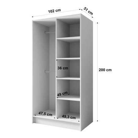 Szafa 100 gładka ORTO bez lustra z czarnymi uchwytami, kaszmirowa