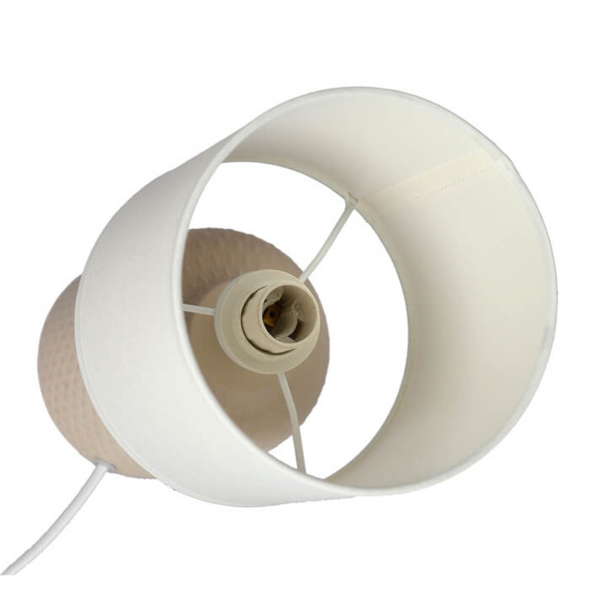 Ceramiczna lampka nocna Iner 41-79879 Candellux abażur biała beżowa