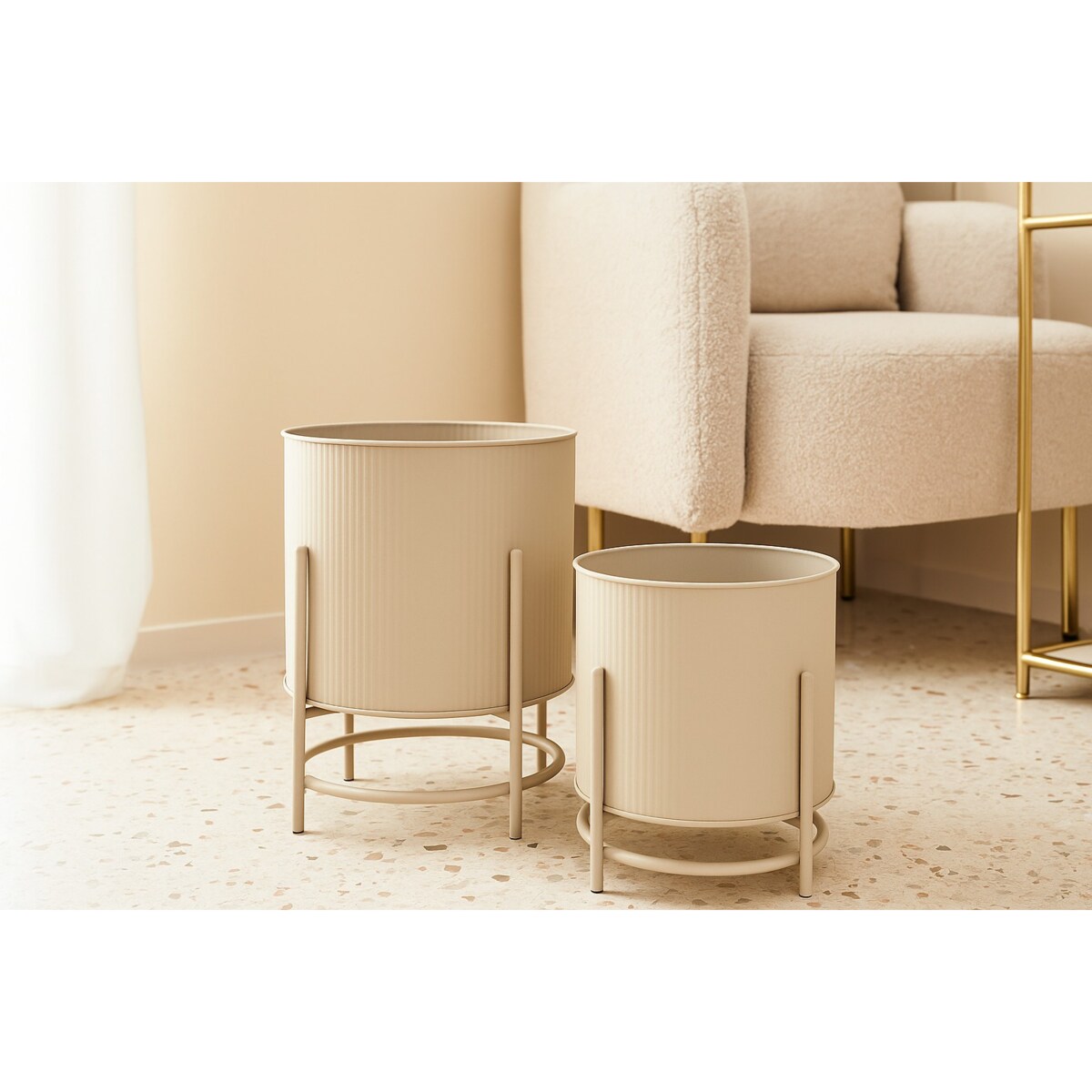 Metalowe osłonki na doniczki OMEE, 2 sztuki, Ø 17 + Ø 20 cm