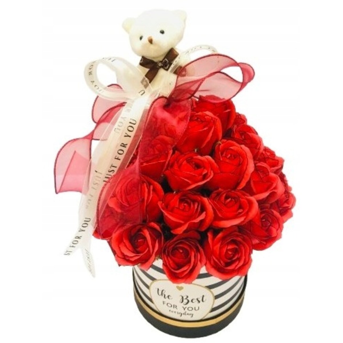 FLOWER BOX DUŻY pachnie kwiaty mydlane róża miś na urodziny dzień kobiet 18