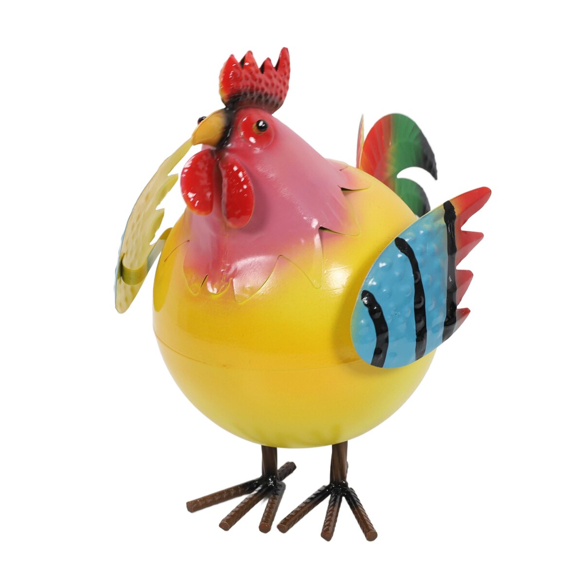 Kolorowa figurka metalowy kogut, 21 x 25 x 28 cm