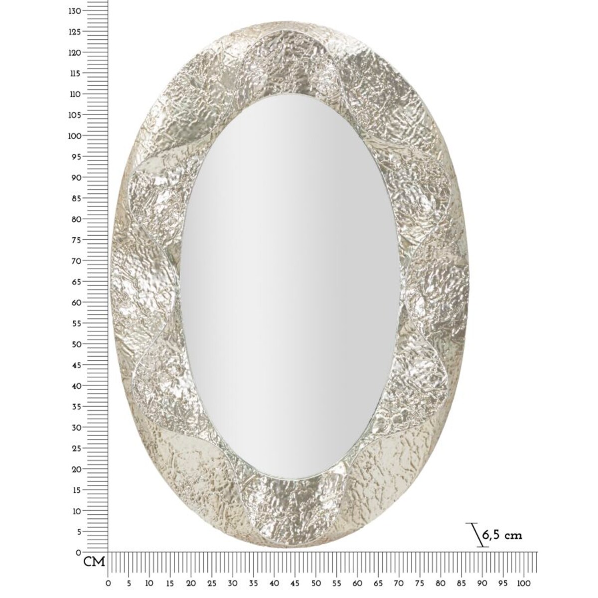 Lustro ścienne Argelux Oval, kolor srebrny, żelazo i płyta MDF, 87,5 x 6,5 x 128 cm, kształt owalny, do salonu i przedpokoju, Mauro Ferretti