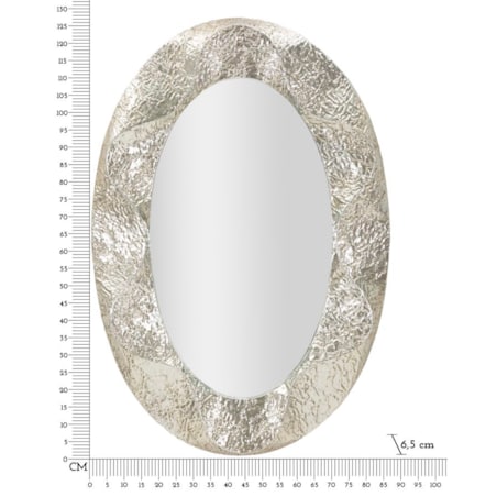 Lustro ścienne Argelux Oval, kolor srebrny, żelazo i płyta MDF, 87,5 x 6,5 x 128 cm, kształt owalny, do salonu i przedpokoju, Mauro Ferretti