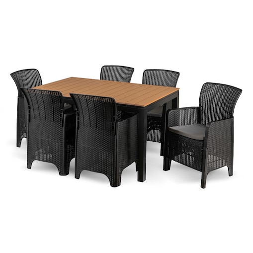 Zestaw Mebli Ogrodowych Na Taras Ogród Technorattan Czarny Dąb