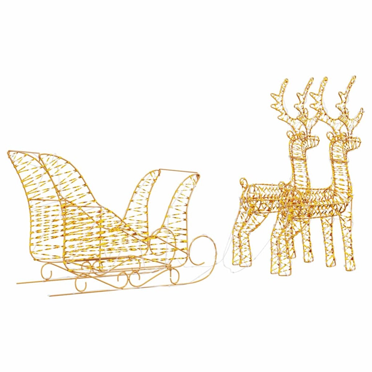 vidaXL Renifer ciągnący sanie Ciepła biel 30 x 12 x 55 cm PET