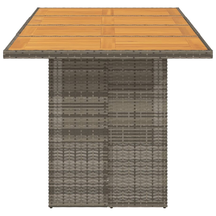 vidaXL Stół ogrodowy z akacjowym blatem, szary 190x80x74 cm, rattan PE