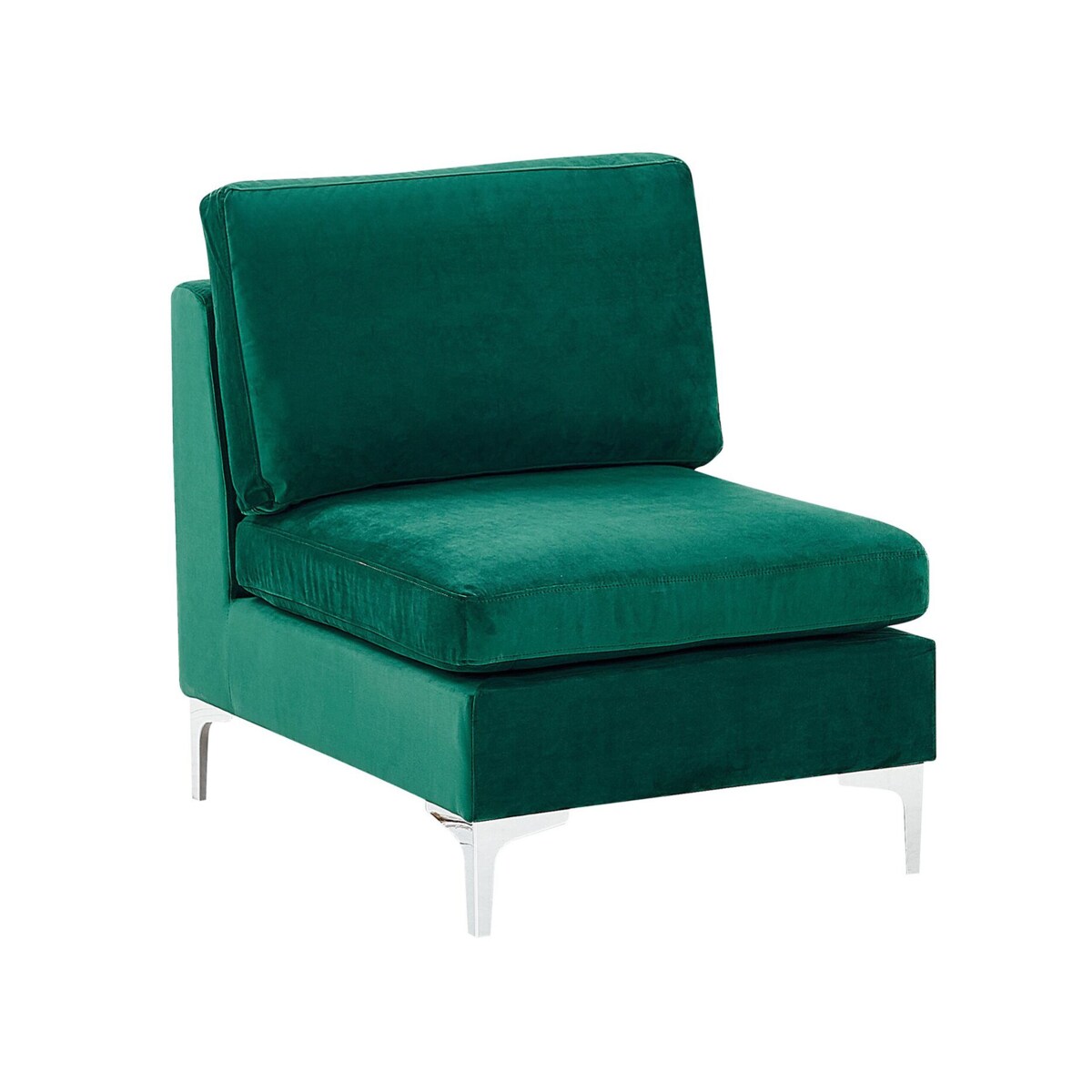 Narożnik modułowy 4-osobowy z otomaną welurowy lewostronny zielony EVJA