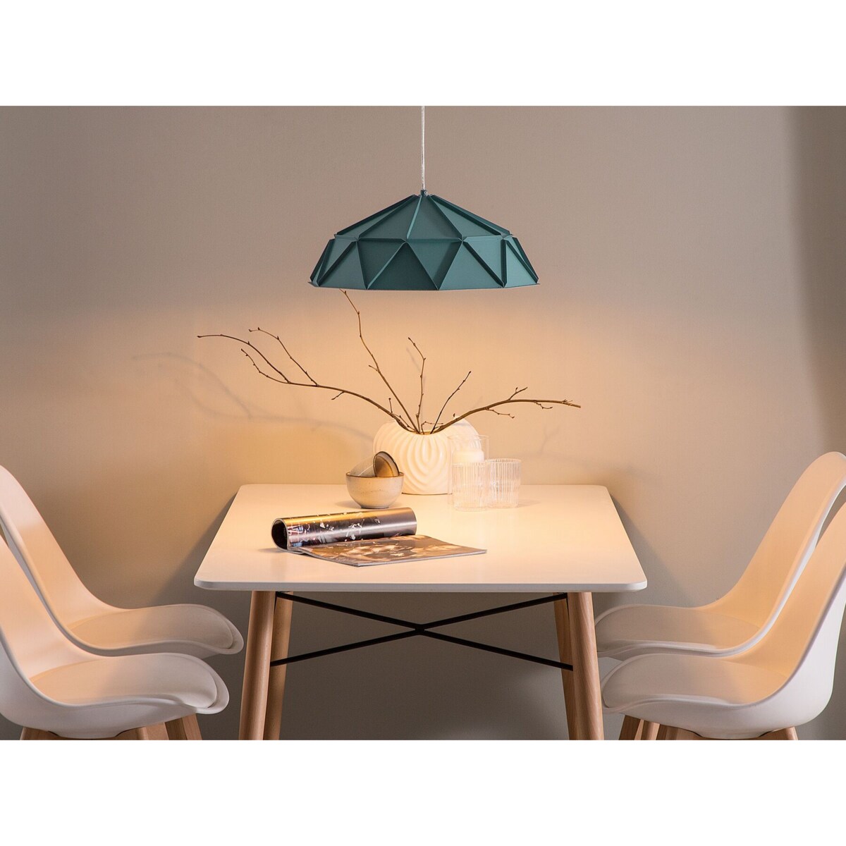 Lampa wisząca metalowa turkusowa SENIA