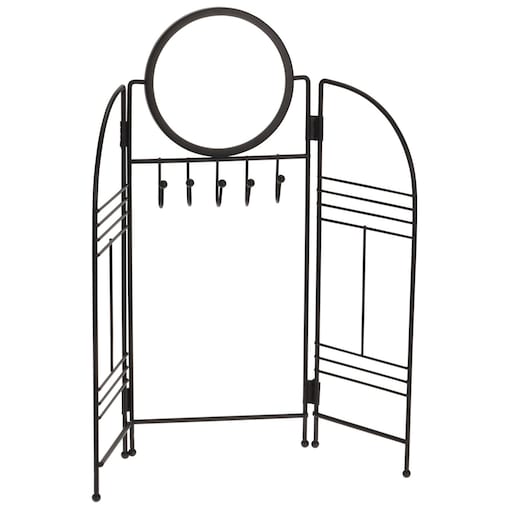 Wieszak na biżuterię z lusterkiem, metalowy