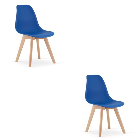 Krzesło do jadalni Kito Niebieskie, Nogi Naturalne 2 szt.
