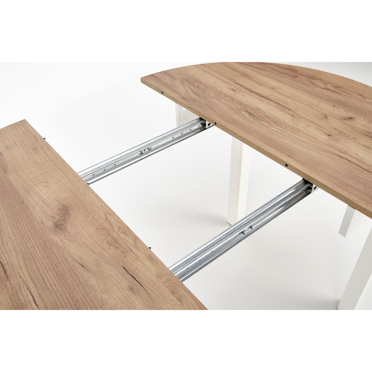 STÓŁ ROZKŁADANY Nigo OKRĄGŁY dąb craft/biel FORNIR MDF