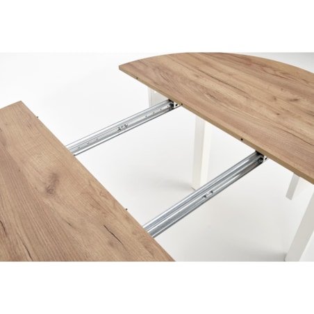 STÓŁ ROZKŁADANY Nigo OKRĄGŁY dąb craft/biel FORNIR MDF