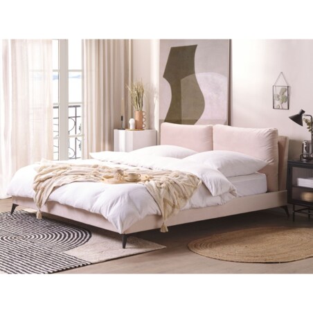 Łóżko welurowe 180 x 200 cm różowe MELLE