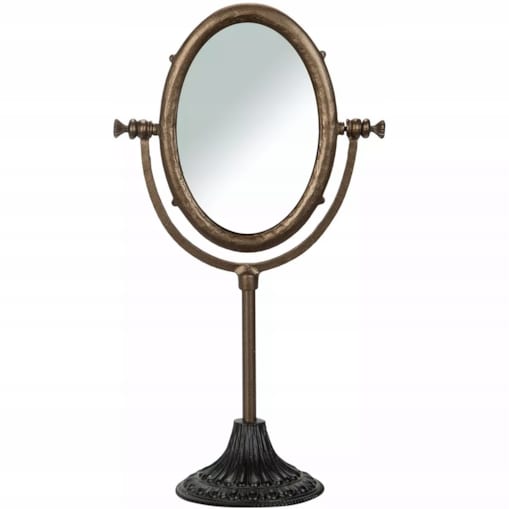 LUSTRO STOJĄCE NA TOALETKĘ DO MAKIJAŻU RETRO MAŁE 31cm uchylne na stojaku