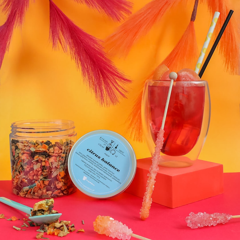 Herbata ziołowa CITRUS BALANCE o świeżym miętowo-cytrusowym smaku PREMIUM - herbata liściasta sypana mieszanka napar susz - gotowa na prezent upominek