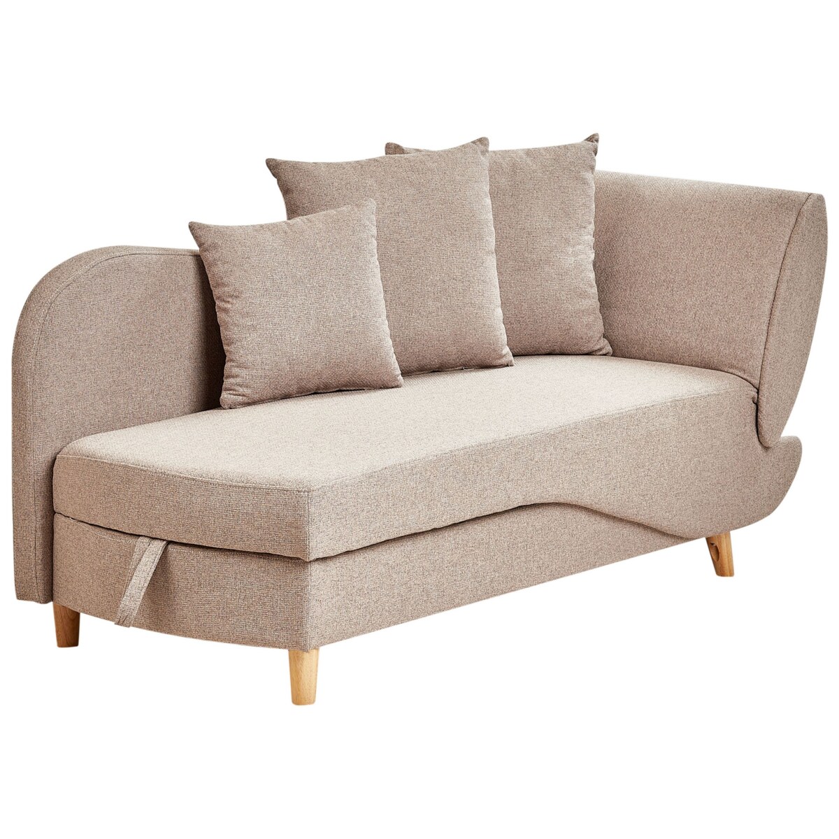 Szezlong z pojemnikiem prawostronny jasnobrązowy MERI II