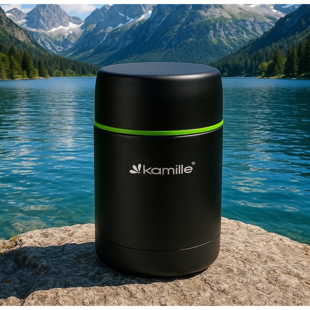Termos czarny obiadowy lunchbox lunch box na zupę obiad 0.5L KAMILLE