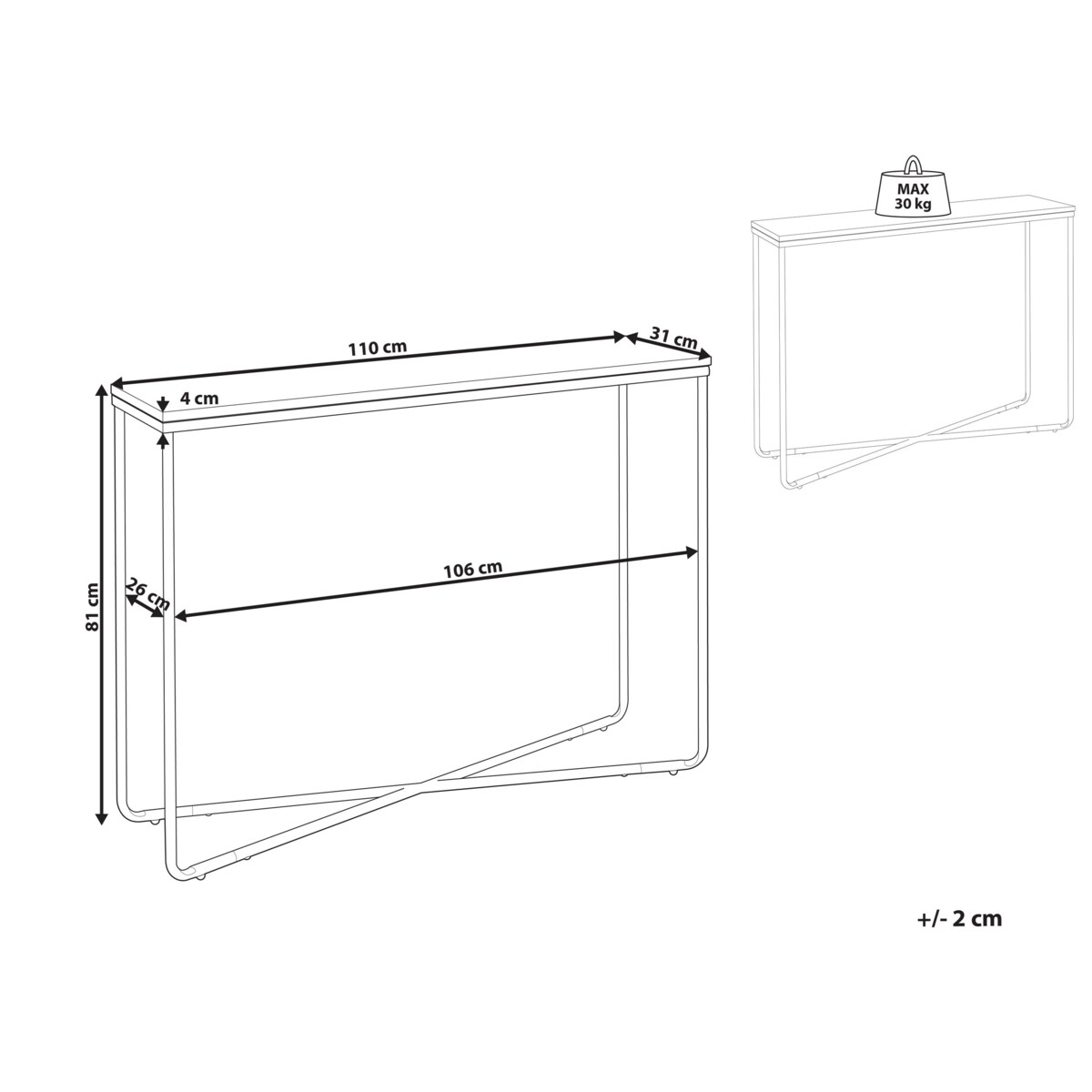 Konsola efekt betonu z czarnym LAKOTA