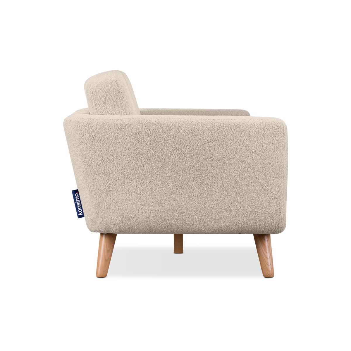 KONSIMO TAGIO Skandynawska 3-osobowa sofa pluszowa w kolorze kremowym