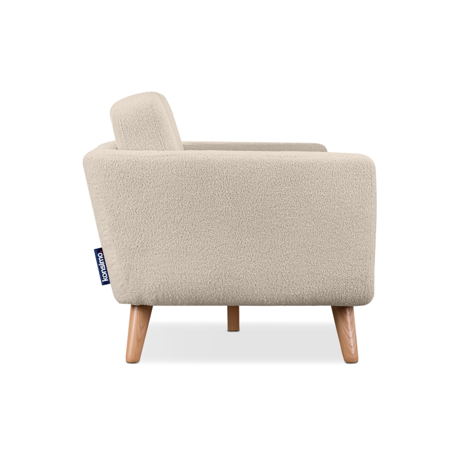 KONSIMO TAGIO Skandynawska 3-osobowa sofa pluszowa w kolorze kremowym