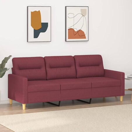 vidaXL Sofa 3-osobowa, winna czerwień, 180 cm,tapicerowana tkaniną