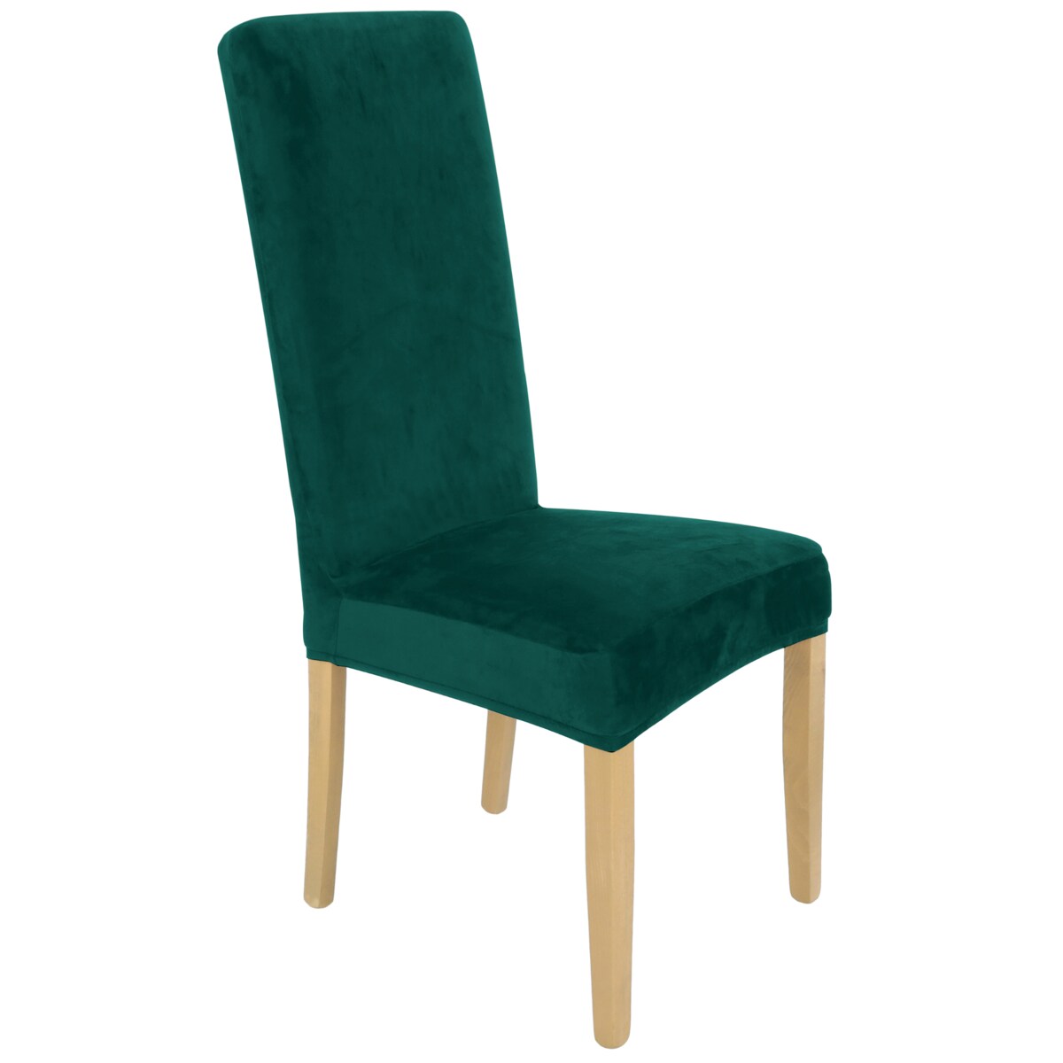 POKROWIEC NA KRZESŁO WYSOKIE OPARCIE BUTELKOWA ZIELEŃ WELUR ELASTYCZNY [21A5]