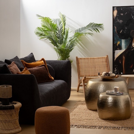 Komplet dwóch stolików młotkowane złoto