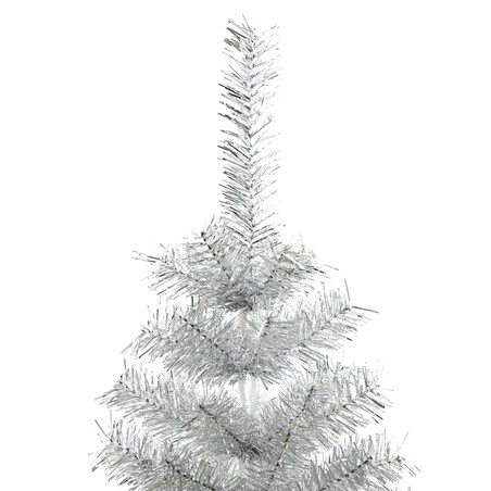 vidaXL Sztuczna choinka ze stojakiem, srebrna, 150 cm, PET