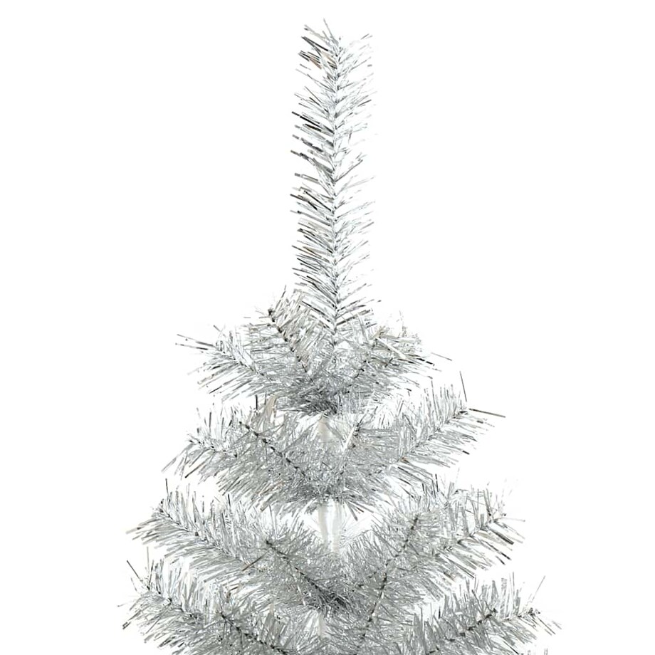 vidaXL Sztuczna choinka ze stojakiem, srebrna, 150 cm, PET