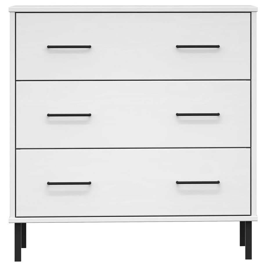 vidaXL Komoda OSLO z 3 szufladami, biała, 77x40x79,5 cm, lite drewno