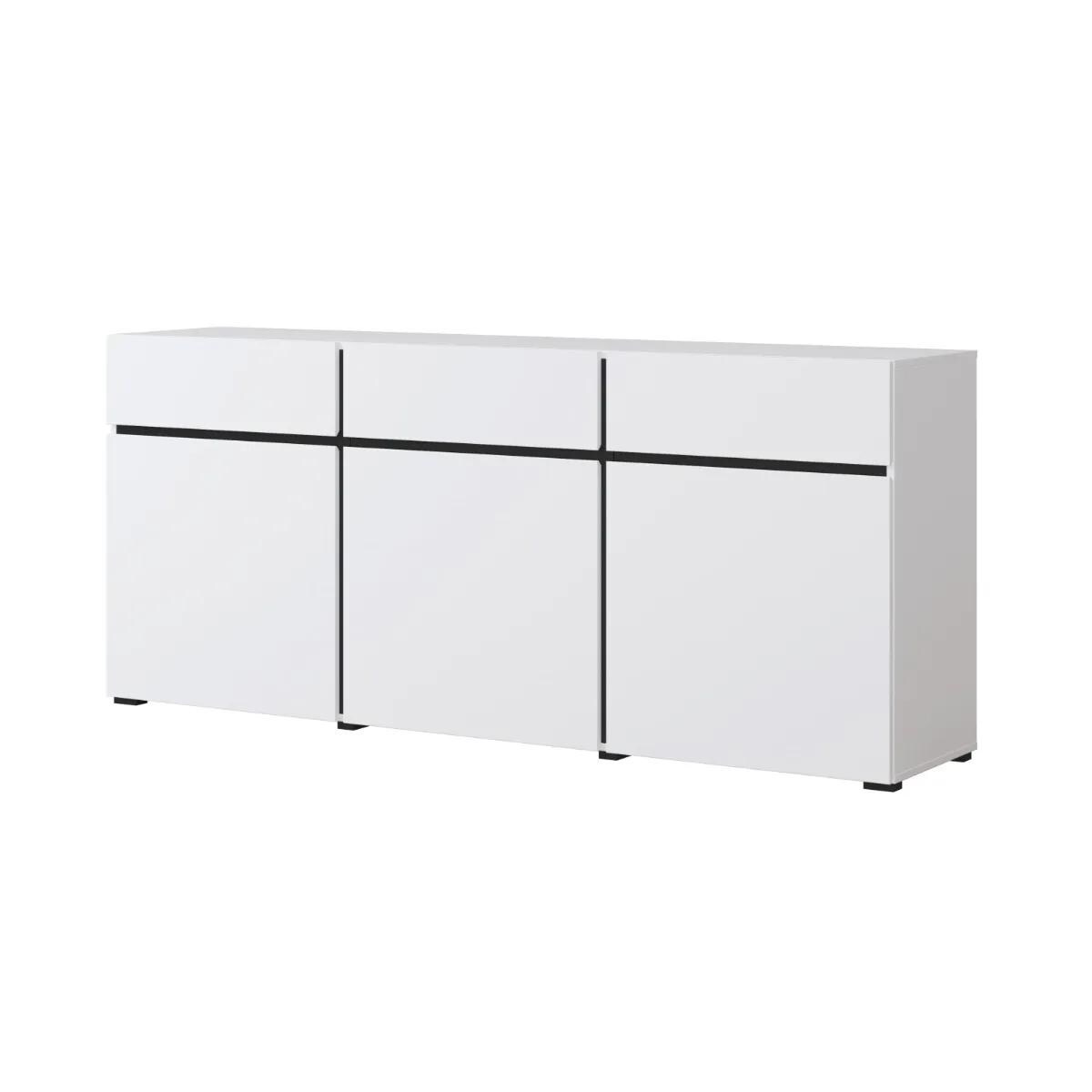 Komoda CROSS 3D3S 180cm biała/czarna