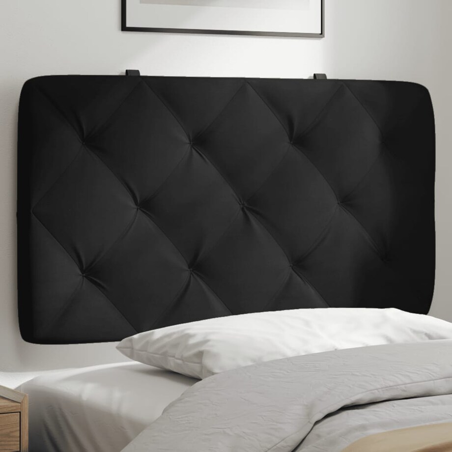 vidaXL Poduszka na wezgłowie, czarna, 90 cm, aksamitna