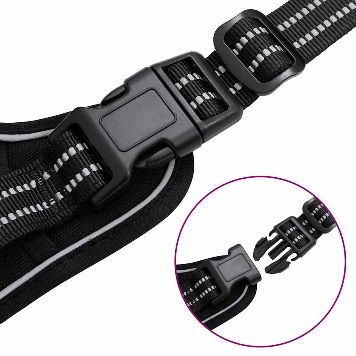 vidaXL Szelki dla psa z odblaskowymi paskami, regulowane, czarne, S