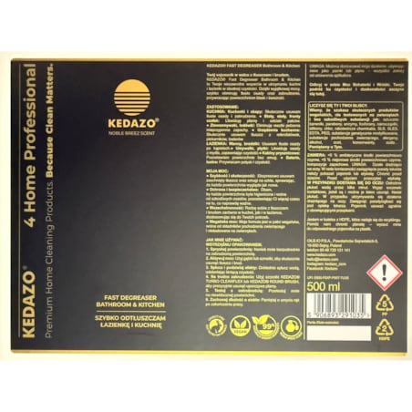 Płyn do odtłuszczania kuchni i łazienki -KEDAZO Fast Degreaser — szybki, skuteczny odtłuszczacz do kuchni i łazienki.