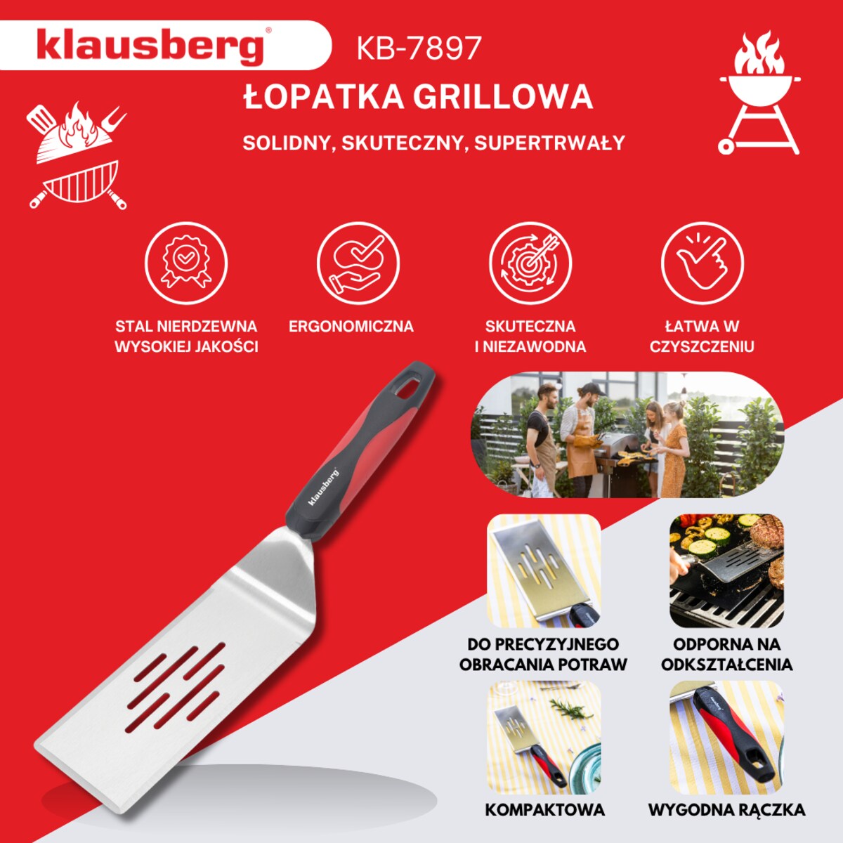 Łopatka grillowa 36 cm ze stali nierdzewnej KLAUSBERG