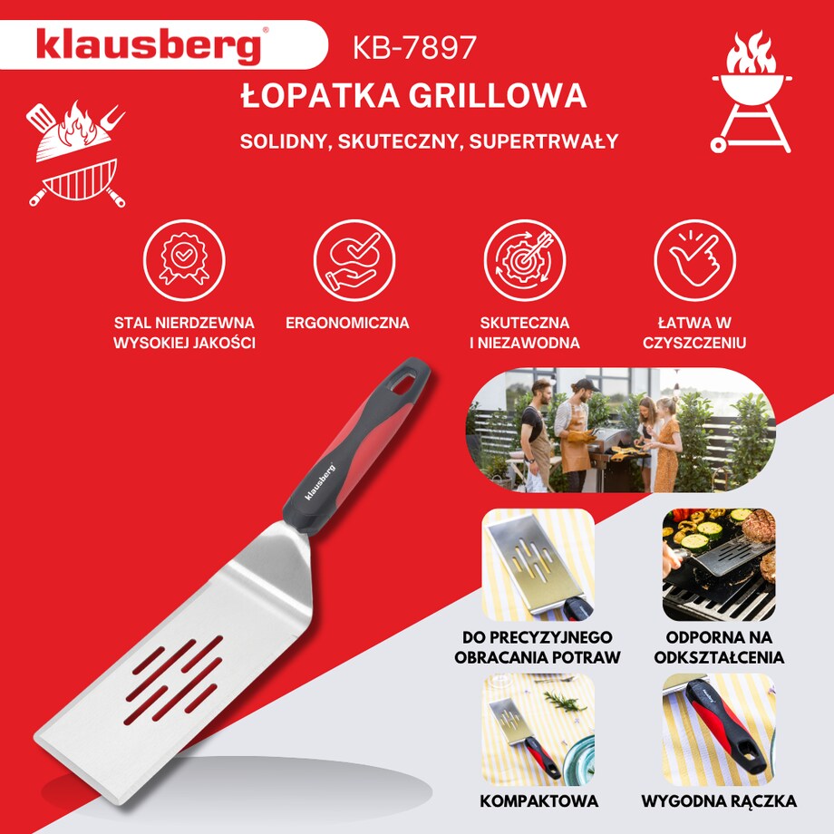 Łopatka grillowa 36 cm ze stali nierdzewnej KLAUSBERG