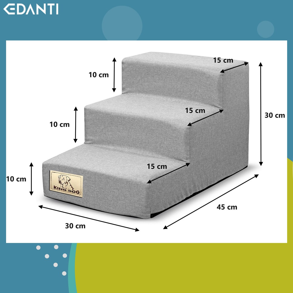 Schody Schodki Dla Psa Kota Rampa Podest 3 Stopnie Stabilne 45X30X30 Cm
