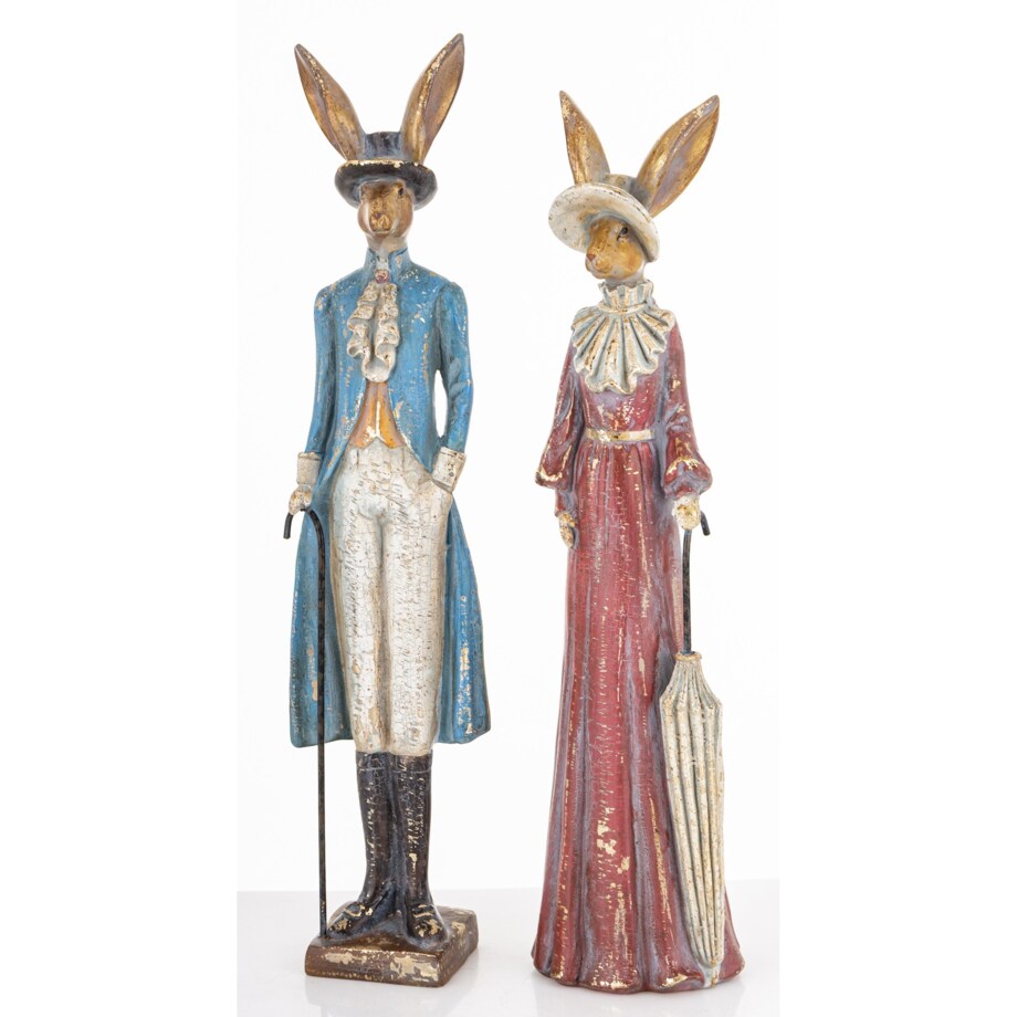 Dekoracja - para królików 39x8x5,5 i 36,5x9x8 cm CITTADINI