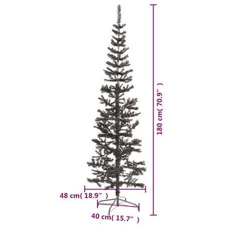 vidaXL Smukła choinka, czarna, 180 cm
