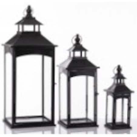 Lampiony dekoracyjne 3 szt. 86/67/45x31/23/15x31/23/15 cm PILAN-2 czarne