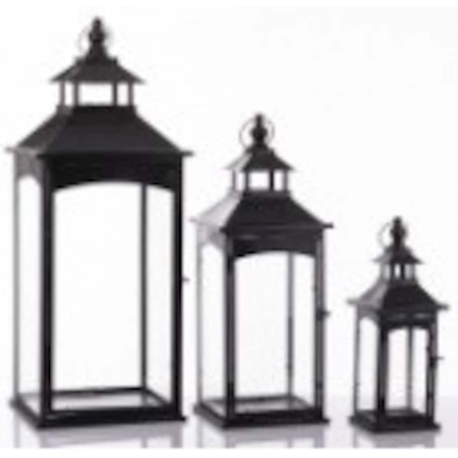 Lampiony dekoracyjne 3 szt. 86/67/45x31/23/15x31/23/15 cm PILAN-2 czarne