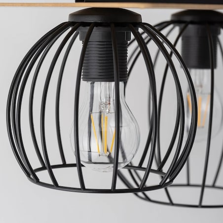 Lampa sufitowa Cyber 32356 druciak do przedpokoju czarny drewno