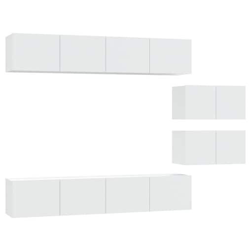 vidaXL Zestaw 6 szafek telewizyjnych, biały, materiał drewnopochodny