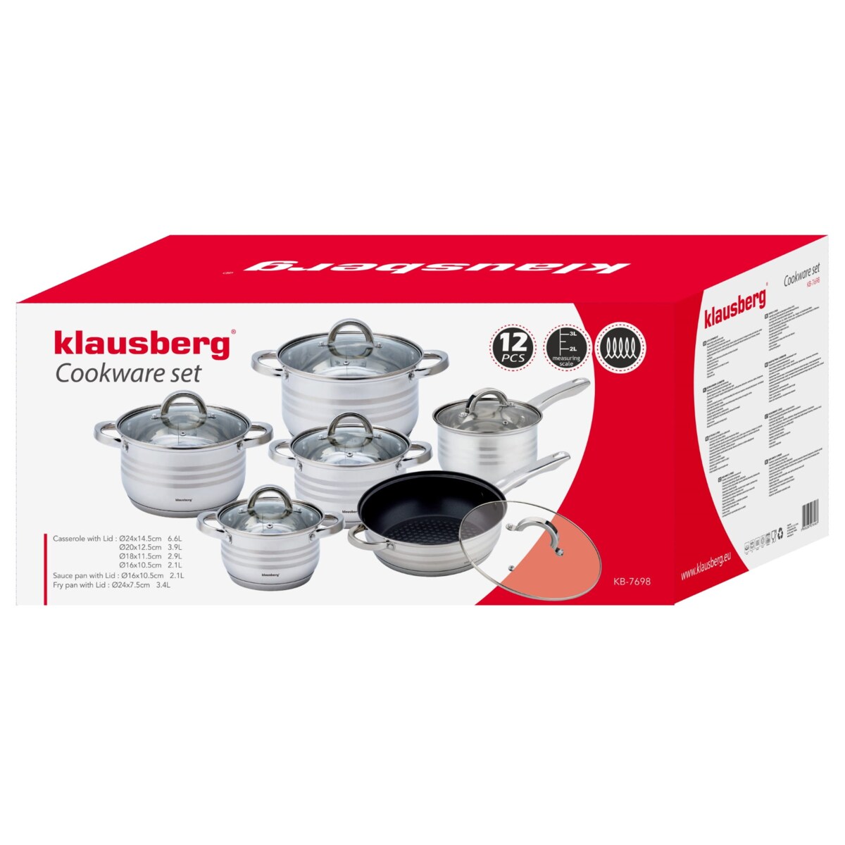 Zestaw garnków stalowych 10 ele. 2.1/2.1/2.9/3.9/6.6L KLAUSBERG
