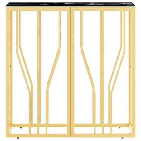 vidaXL Stolik konsolowy, złoty, 70x30x70 cm, stal nierdzewna i szkło