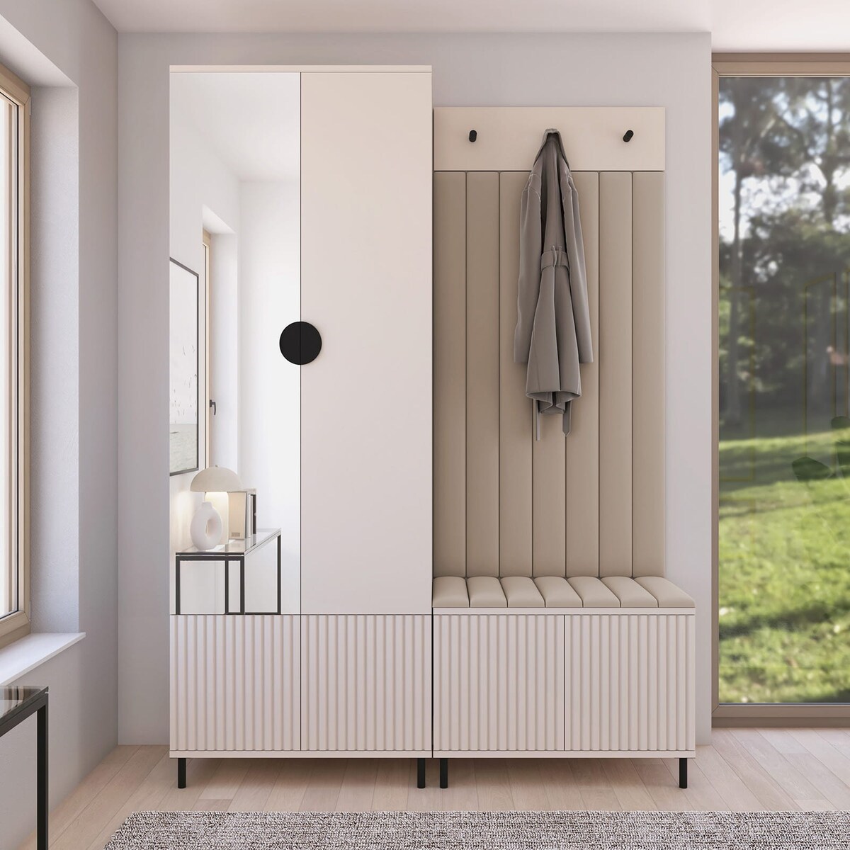 Szafa do przedpokoju z lustrem Ritmo wersja 1 wysokie nogi Trinity 02